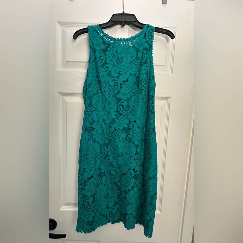 Adrianna Papell Teal Green Sheath Dress